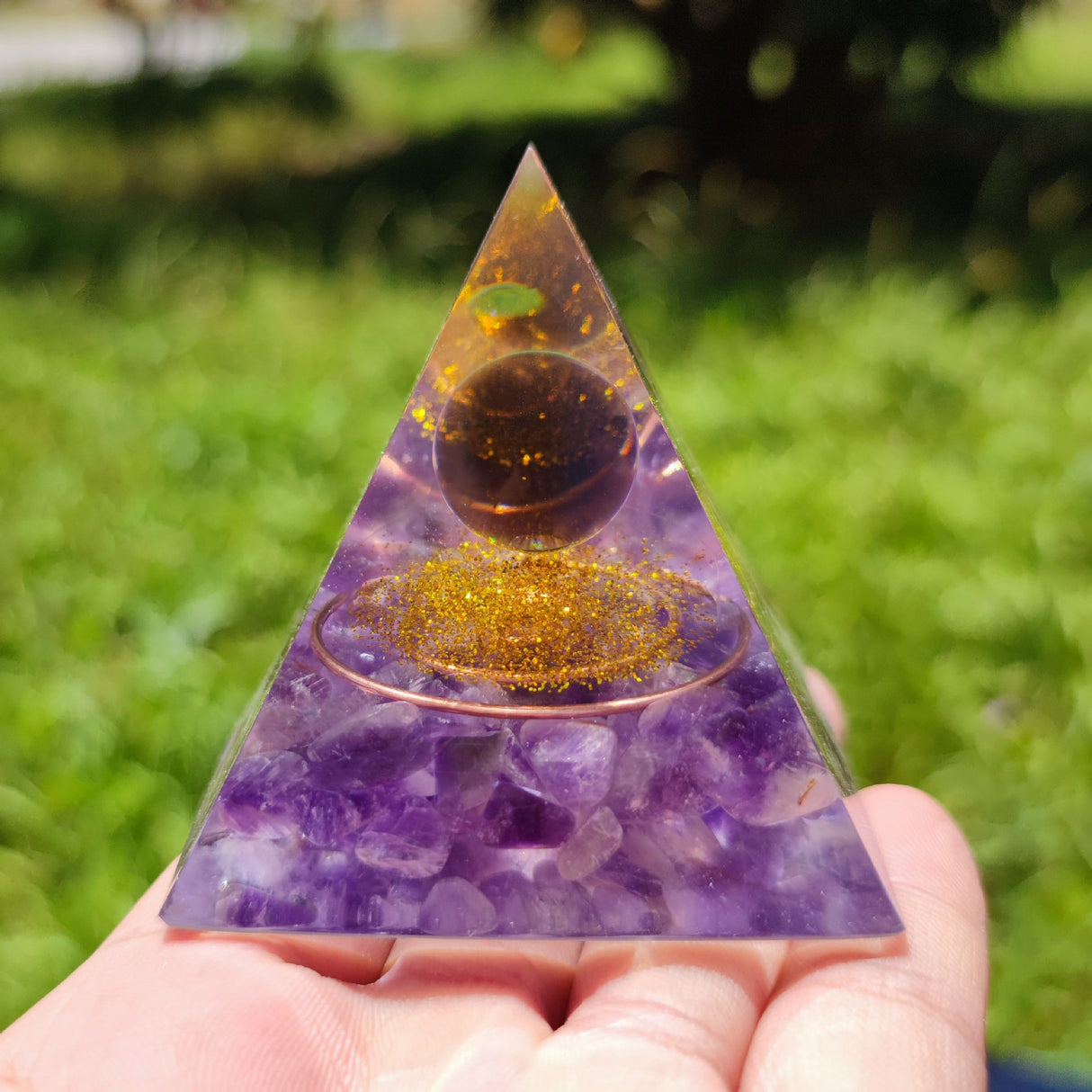 8cm foreign trade same style crystal ball pyramid crystal crushed stone drip resin pyramid ornament - V.I.P Digital Presence