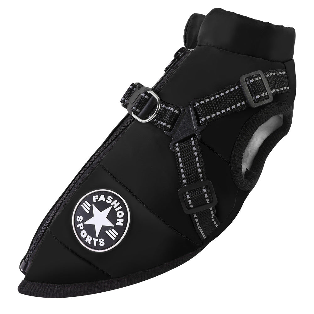 Pet clothing waterproof and warm dog cotton coat winter skiing suit chest and back integrated cotton vest - V.I.P Digital Presence