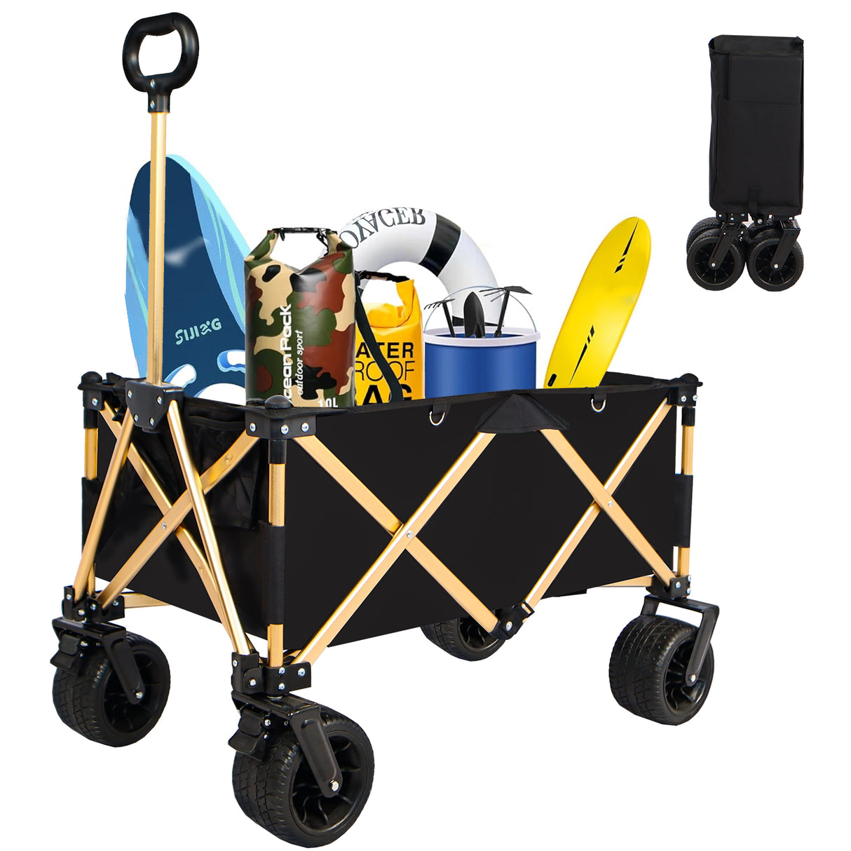 Folding Wagon Heavy Duty Utility Beach Wagon Cart for Sand with Big Wheels - V.I.P Digital Presence