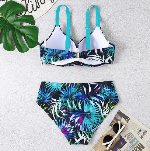 Gather floral swimsuits bikini swimsuits - V.I.P Digital Presence
