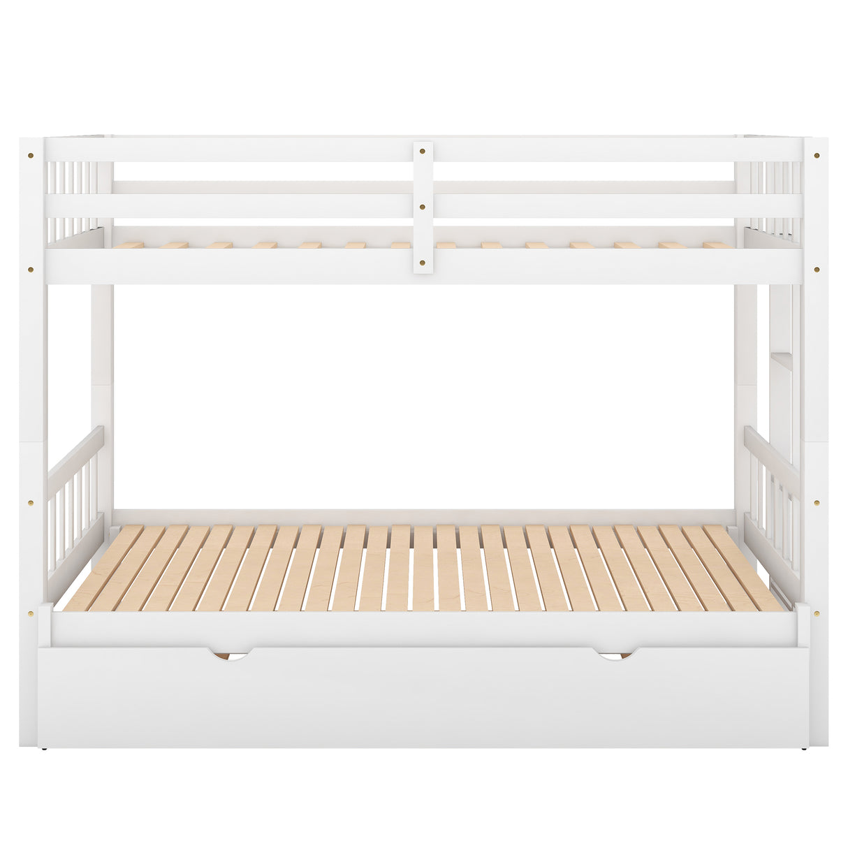 Twin over Pull-out Bunk Bed with Trundle White