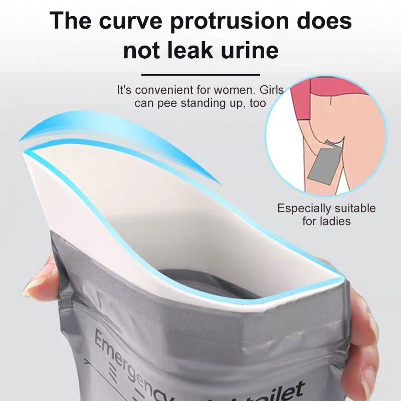 4 bolsas de orina de emergencia para exteriores, 700 ml, fáciles de transportar, mini inodoros móviles de viaje para bebés, mujeres y hombres.