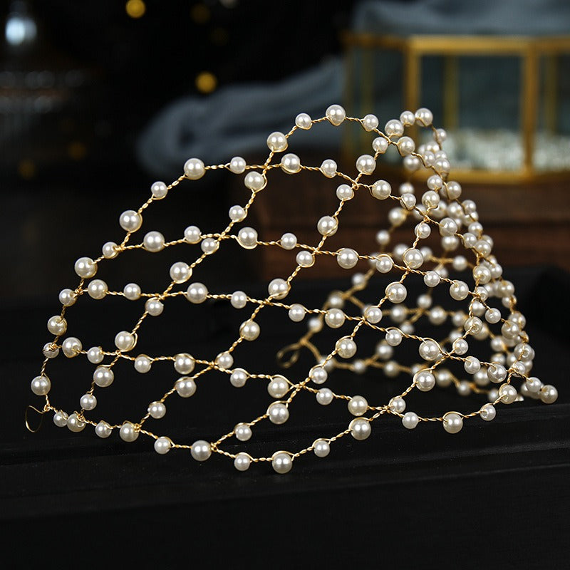 Mesh minimalist pearl hollow headwear - V.I.P Digital Presence