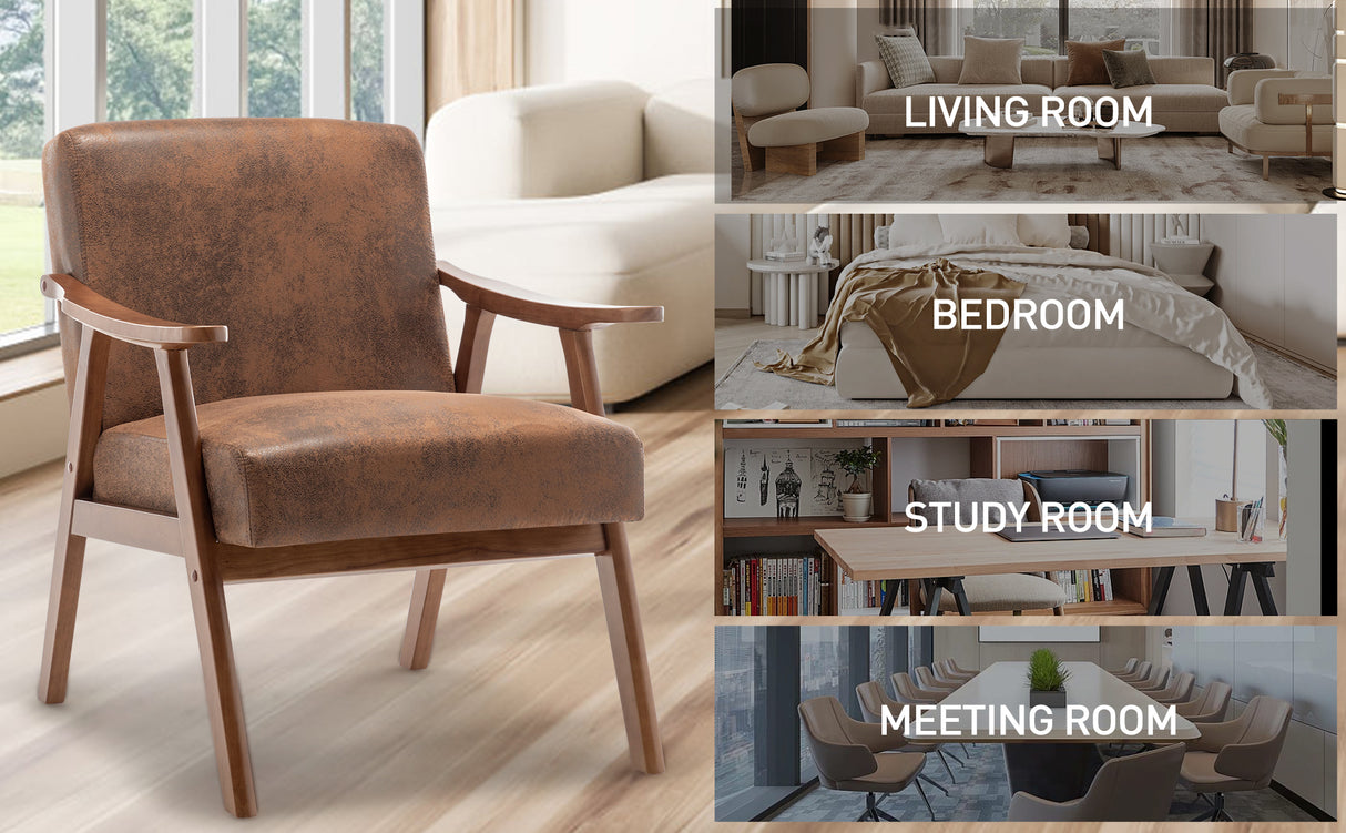 Medieval modern chair, solid wood frame living room chair, accent chair with ultra thick backrest - V.I.P Digital Presence
