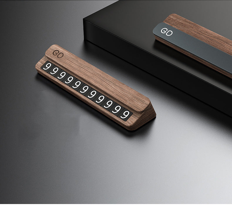 Car Parking Card High Temperature Resistant Mobile Phone Number Plate Walnut Simple Parking Card - V.I.P Digital Presence