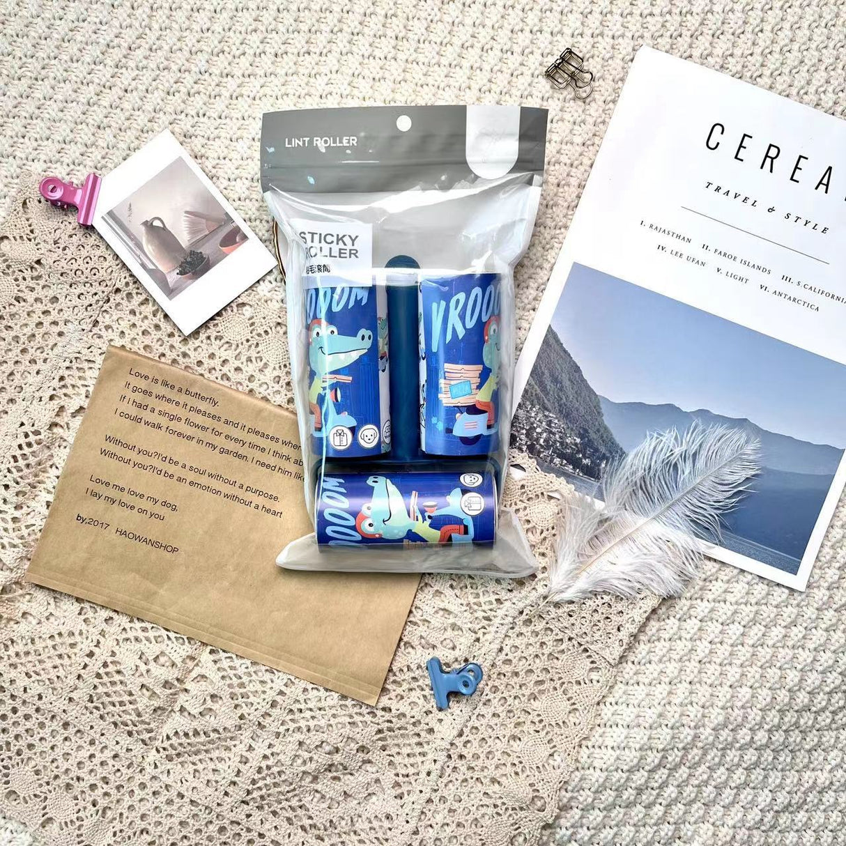 Cartoon pattern lint remover lint roller dust removal paper tearable clothing lint remover - V.I.P Digital Presence