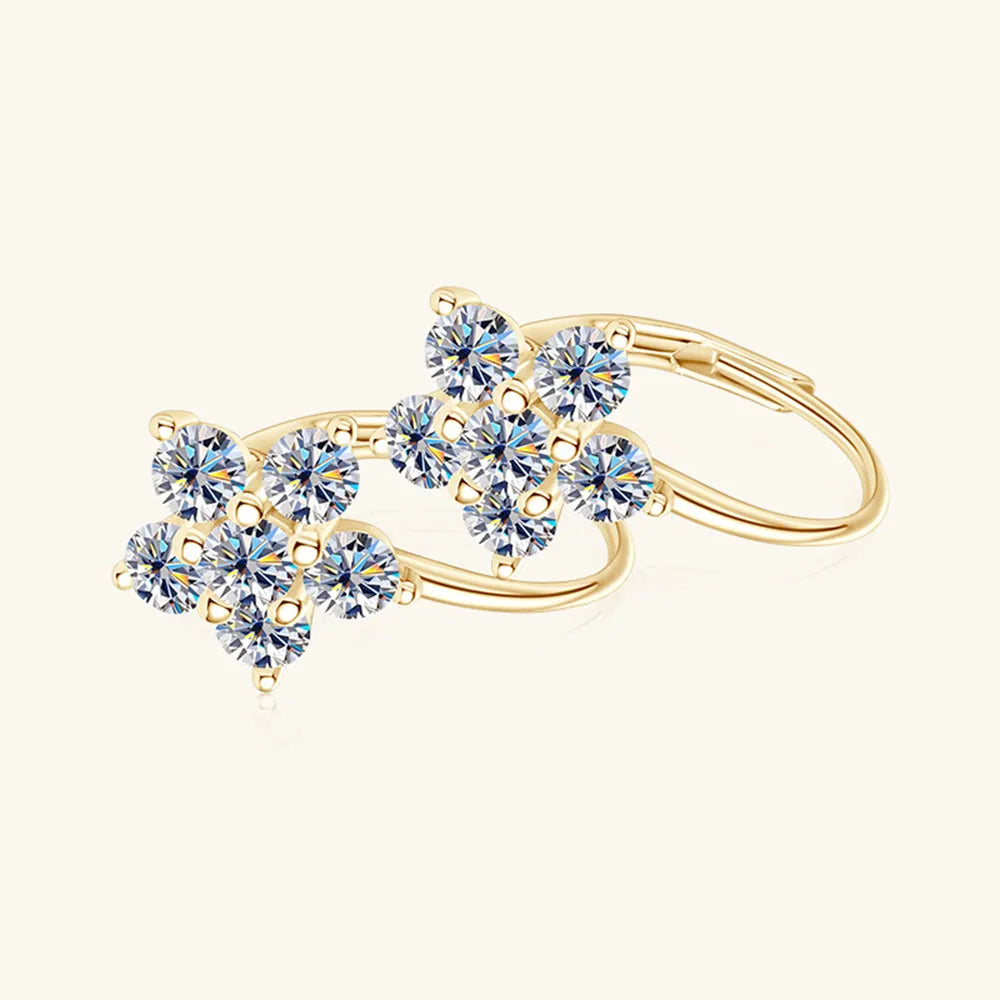 1.2 Carat 925 Sterling Silver Moissanite Flower Huggie Earrings - V.I.P Digital Presence