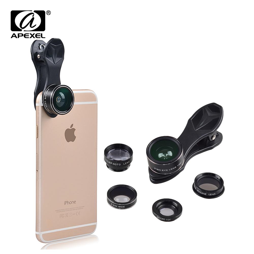 APEXEL 5 in 1 Fisheye Wide Angle Macro lens Telescope telephoto lens CPL Mobile Phone mini camera lens for iPhone Samsung xiaomi - V.I.P Digital Presence