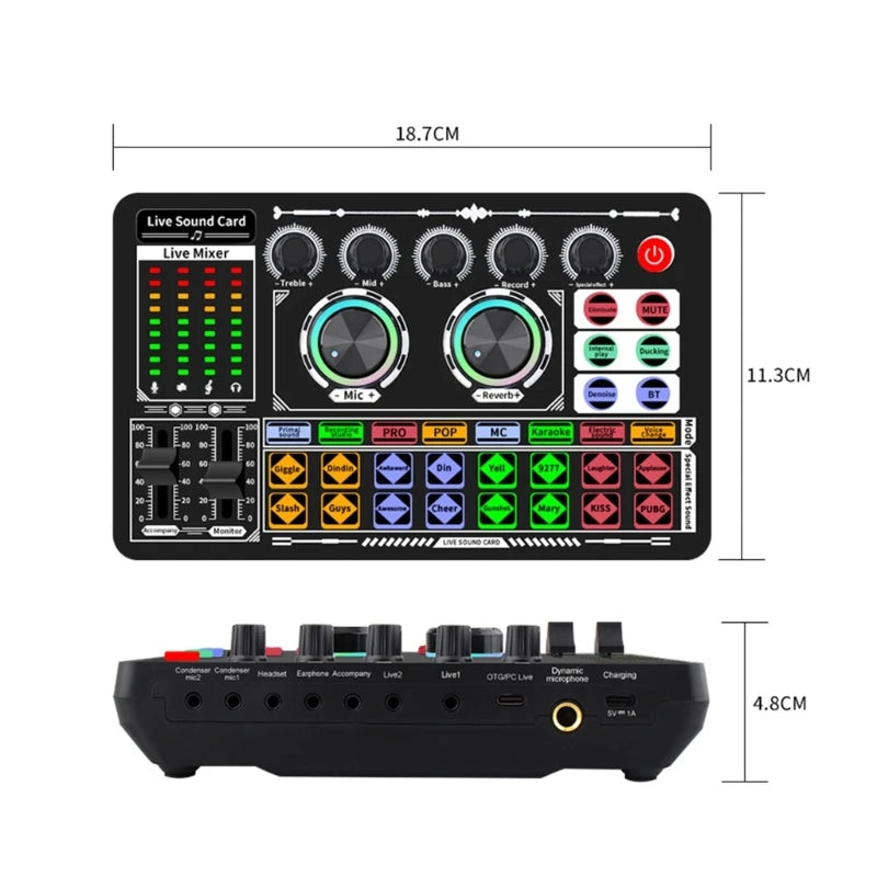 F999 Mixer Podcast Sound Board Live Sound Card for Live Recording Home KTV - V.I.P Digital Presence
