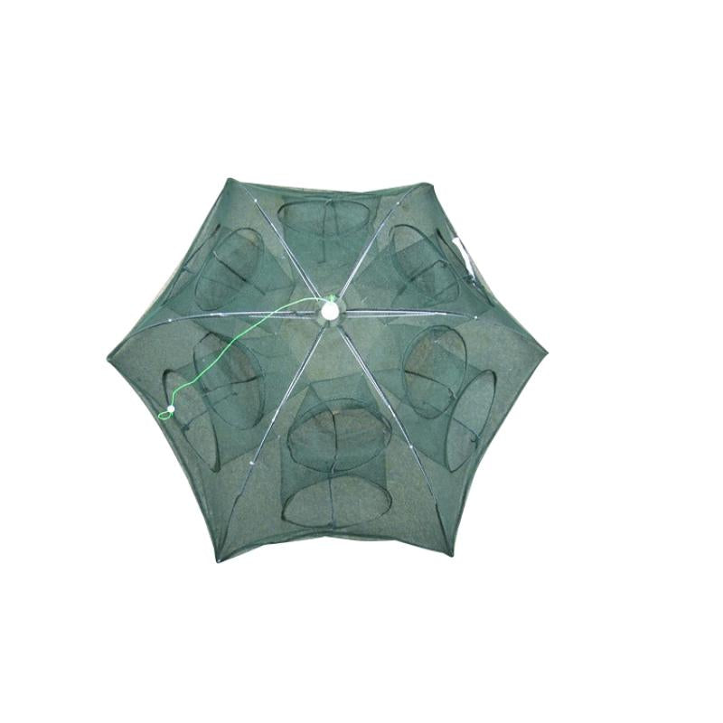 Red de pesca plegable con 12 agujeros para cangrejos y peces