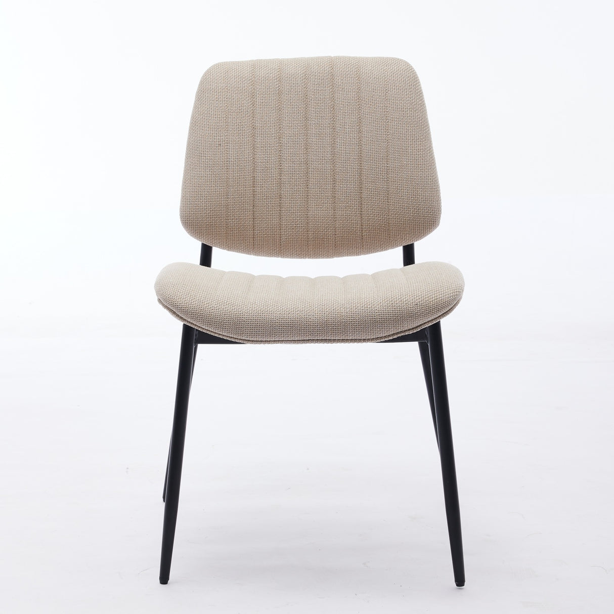 2-piece retro linen chair set with curved wooden backrest, cushioned seat, adjustable metal legs, (Beige Linen) - V.I.P Digital Presence