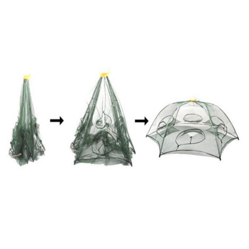 Red de pesca plegable con 12 agujeros para cangrejos y peces