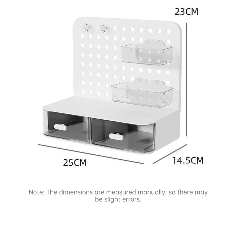 Adorable Desk Organizer with Hook Drawer, Hole Board, Card Display Stand, Desktop Storage Box, and Stationery Storage Rack - V.I.P Digital Presence