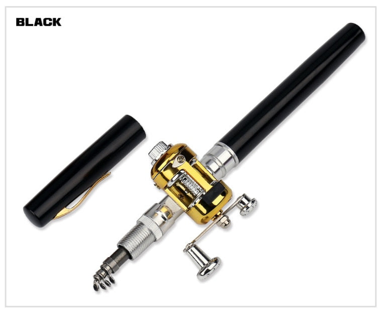Portable Pocket Telescopic Mini Fishing Rod Pole Pen Shape Folded Fishing Rod With Reel Wheel For Outdoor River Lake Fishing - V.I.P Digital Presence