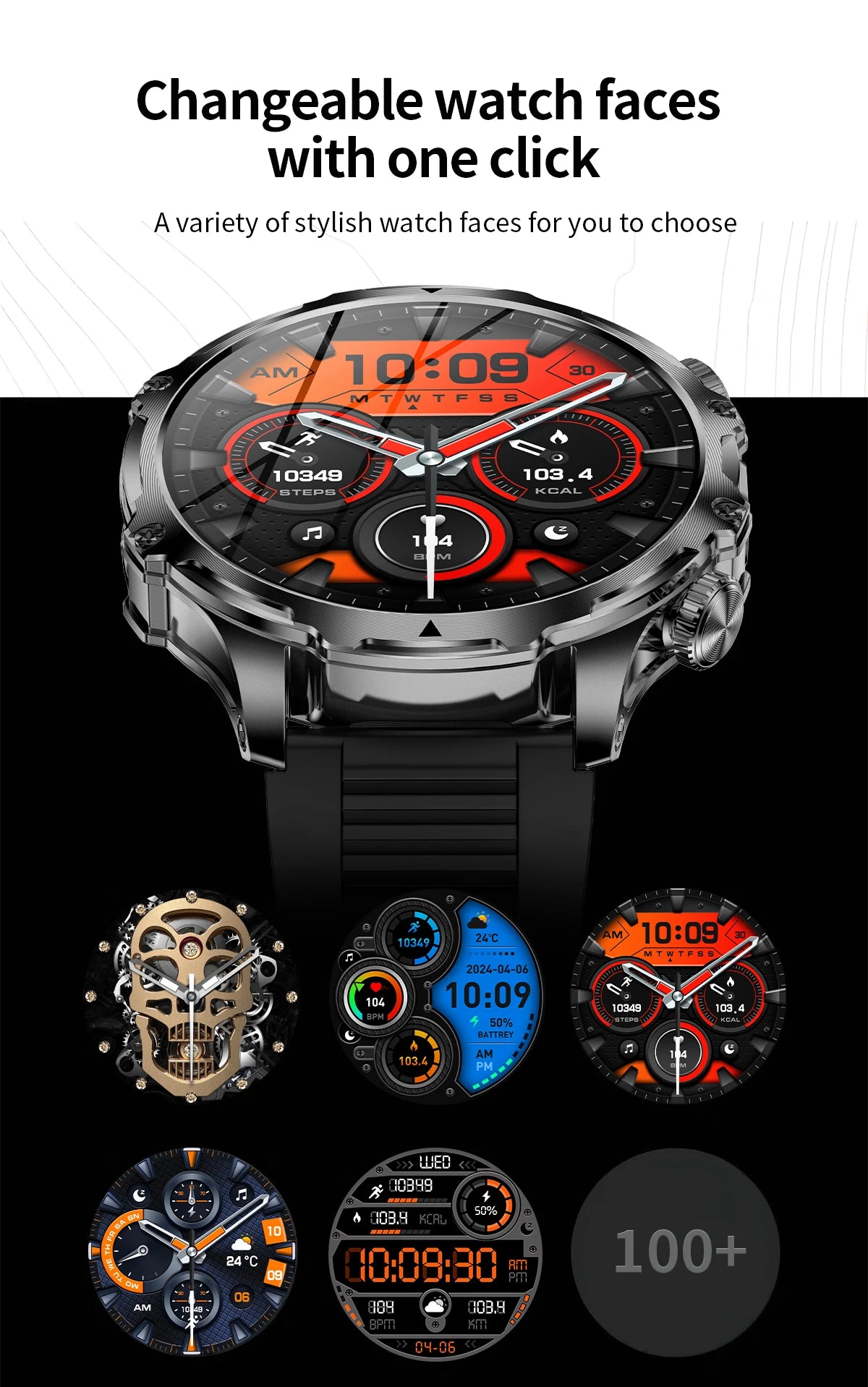 AK75 Smart Watch Flashlight Men Outdoors Sports Fitness Tracker 700mah Large Battery BT Calling LED Light Smartwatch - V.I.P Digital Presence