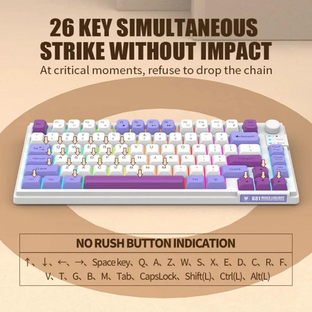 K81 gaming wired keyboard MDA ball cap three tone luminous desktop laptop - V.I.P Digital Presence
