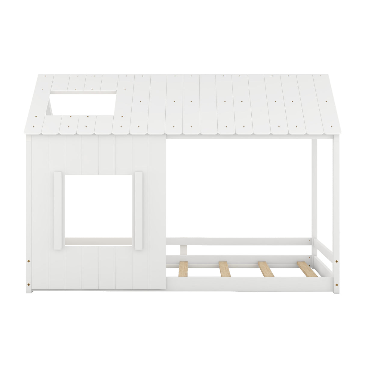 Twin Size House Bed with Roof and Window - White - V.I.P Digital Presence