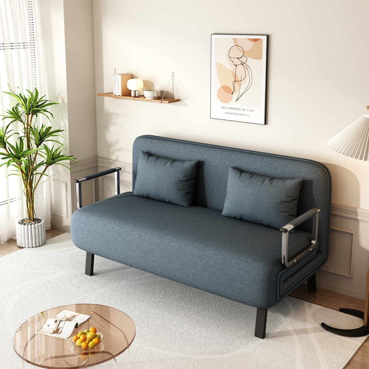 55″ Convertible Chair Bed Tri-Fold Sofa Bed with Adjustable Backrest & Pillow - V.I.P Digital Presence