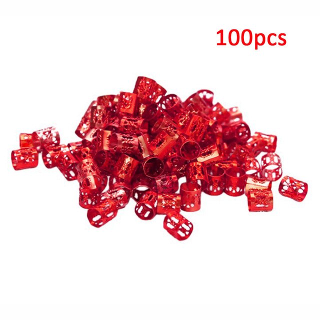 100 Pcs/set 7 Colors Mixed Beads Adjustable Hair Braids Dreadlock Beads Adjustable Hair Braid Rings Cuff Clips Tubes Jewelry - V.I.P Digital Presence