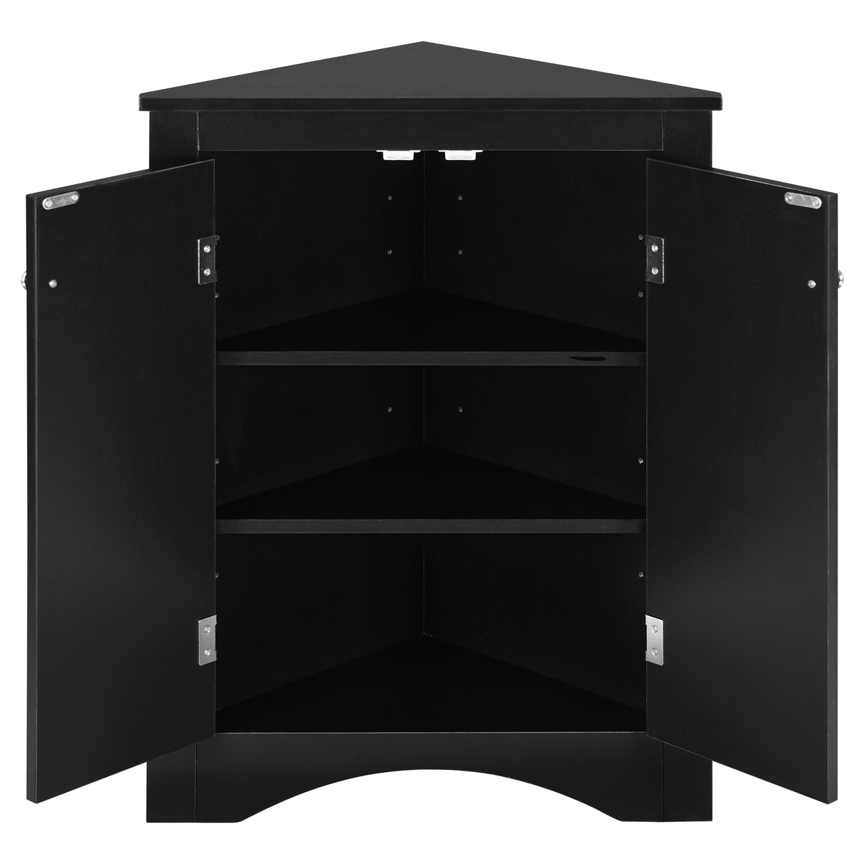 Black Triangle Bathroom Storage Cabinet with Adjustable Shelves, Freestanding Floor Cabinet for Home Kitchen - V.I.P Digital Presence