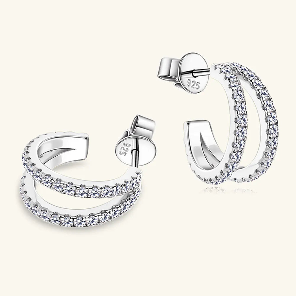 Moissanite 925 Sterling Silver C-Hoop Earrings - V.I.P Digital Presence
