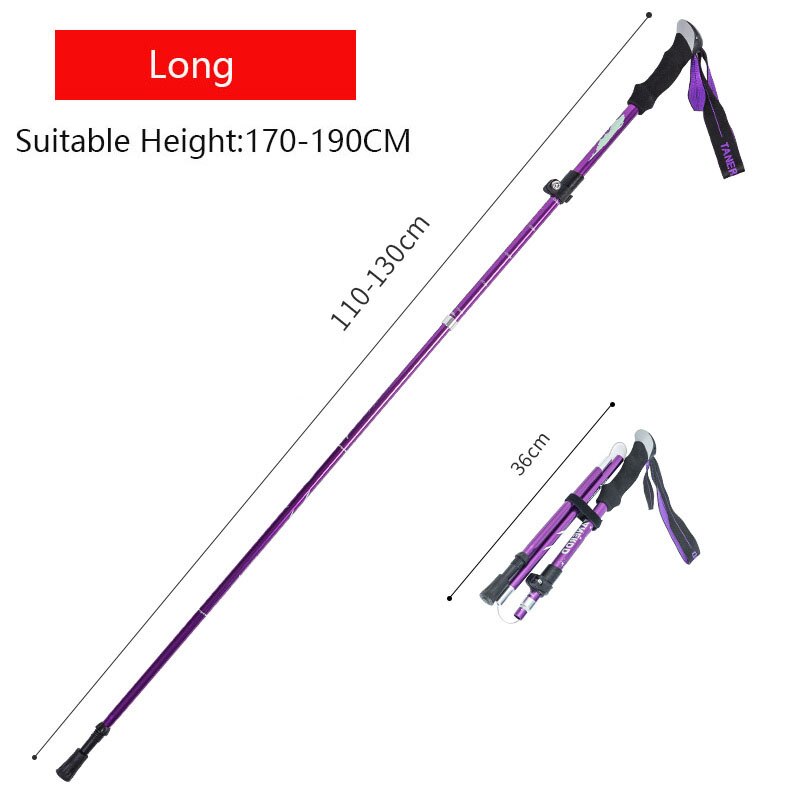 Anti Shock Walking Stick Telescopic Baton Trekking Stick Ultralight Aluminum Alloy Tactical Walking Canes 5-Section 1Piece