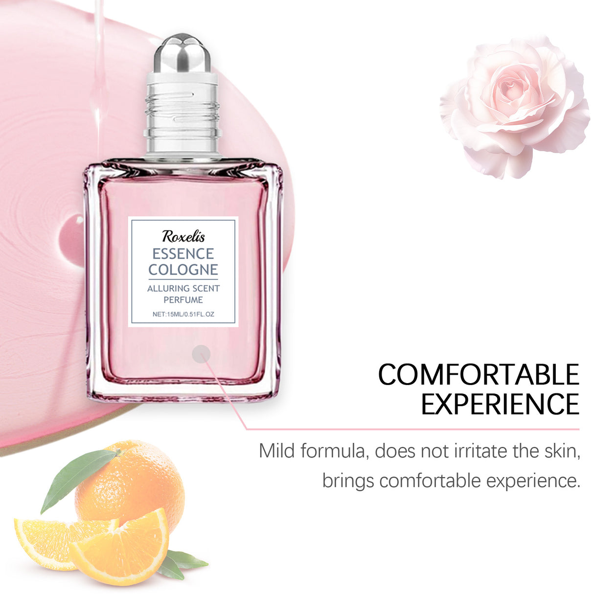 Pink Rose Fragrance Essential Oil, Mild Natural Fresh Fragrance Fragrance Portable Women's Eau De Toilette - V.I.P Digital Presence