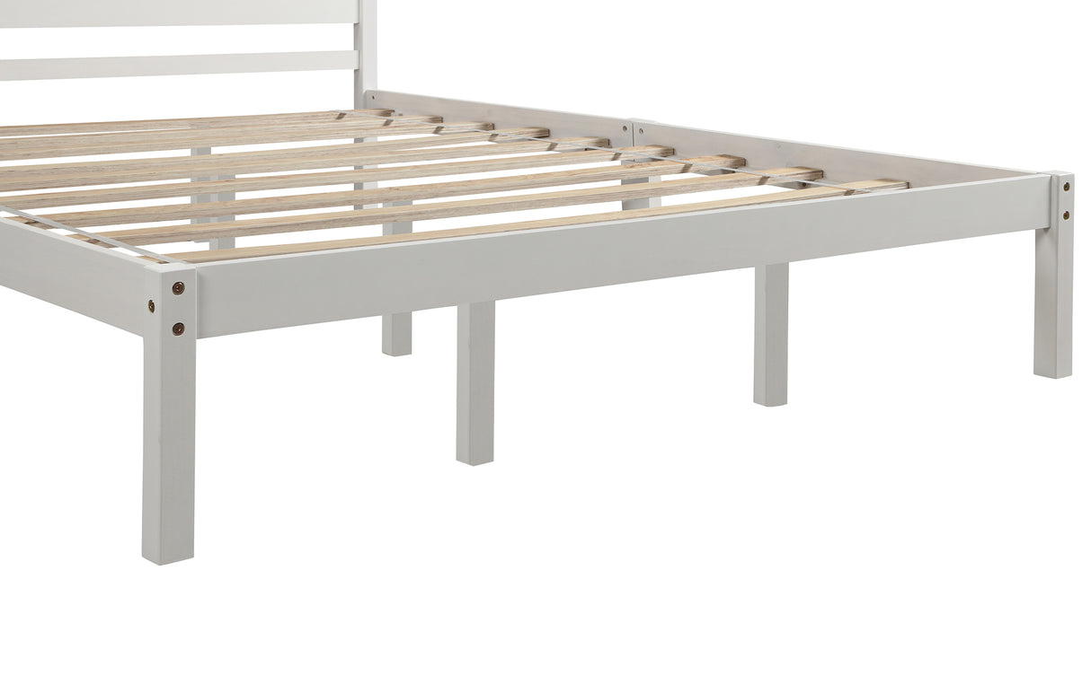 Platform Bed Frame with Headboard, Wood Slat Support, No Box Spring Needed Queen White