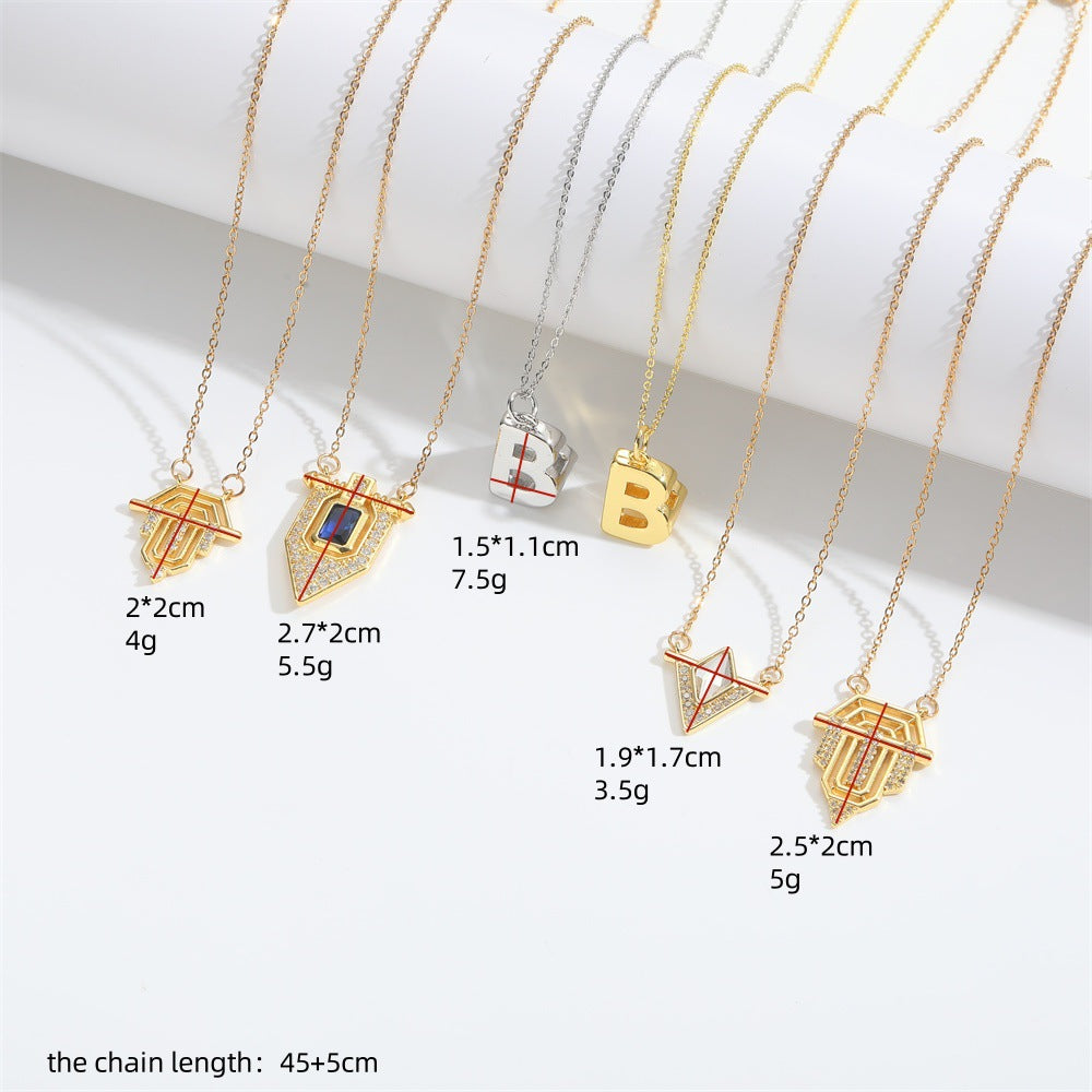 Roman retro flag design pendant necklace for women's collarbone chain - V.I.P Digital Presence