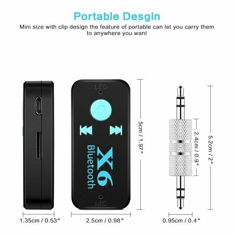 X6 Bluetooth Transmitter Aux Usb Car Play Music Receiver Adapter 5.0 mm Bluetooth Adapter MP3 Music Adapter For car player - V.I.P Digital Presence