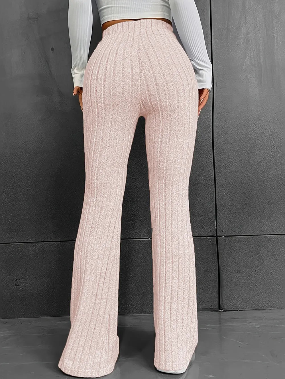 Fashionable and casual solid color micro flared high waisted pants for women - V.I.P Digital Presence