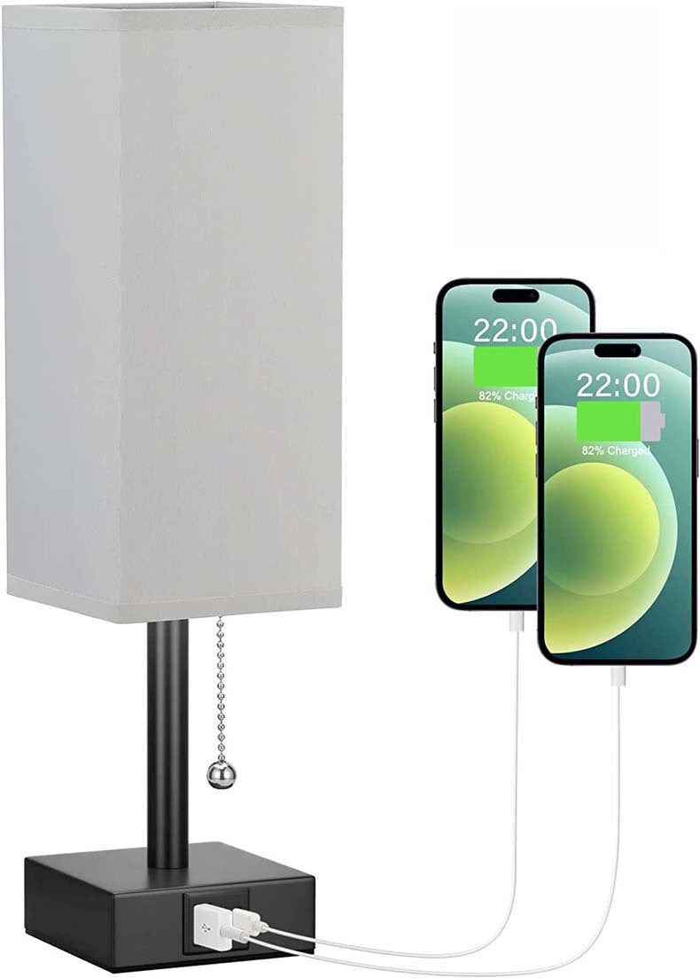 Linen 90 square desk lamp zipper switch three color temperature variable light A+C USB charging - V.I.P Digital Presence