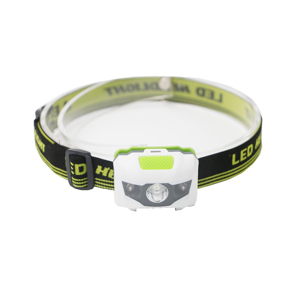 Linterna frontal LED impermeable de 4 modos, linterna blanca + roja, utiliza 3 pilas AAA.
