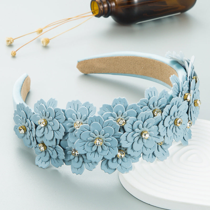 Small Fresh Colorful Flowers Headdress Glass Diamond Retro Headband Female Trendy Hair Band Hair Accessories - V.I.P Digital Presence