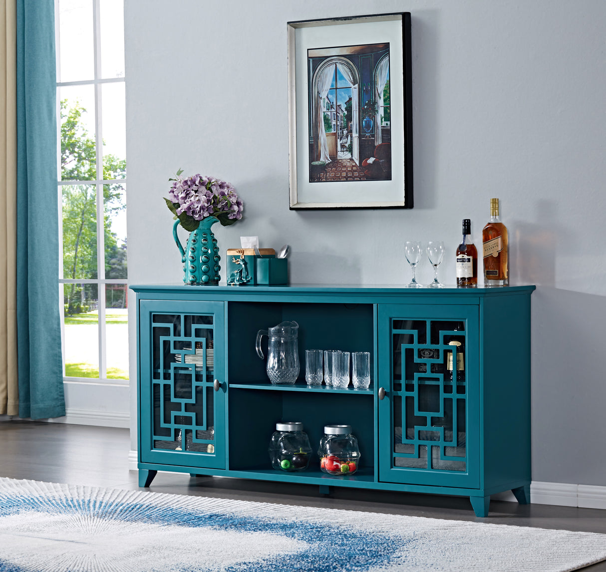 60" Sideboard Buffet Table /Storage Cabinet - V.I.P Digital Presence