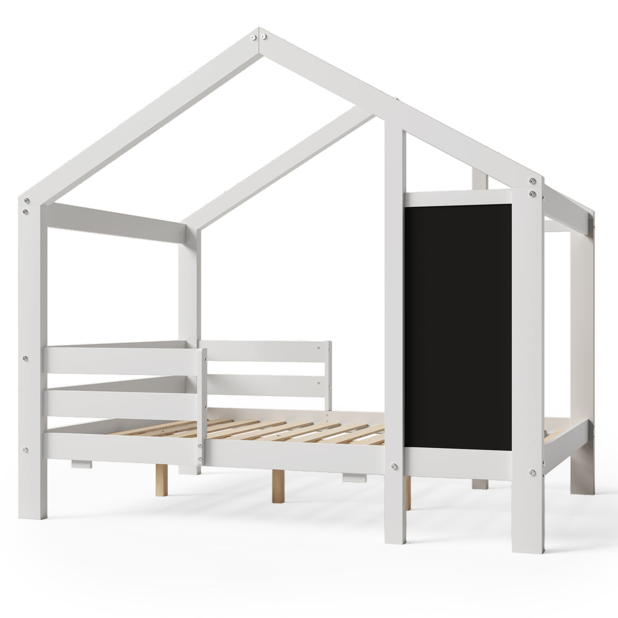 Full House Bed with Blackboard and Drawers Two assembly options White - V.I.P Digital Presence