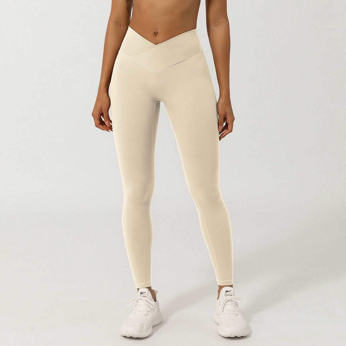 Cross V-shaped yoga cropped pants without T-line peach hip lifting fitness pants quick drying sports pants - V.I.P Digital Presence