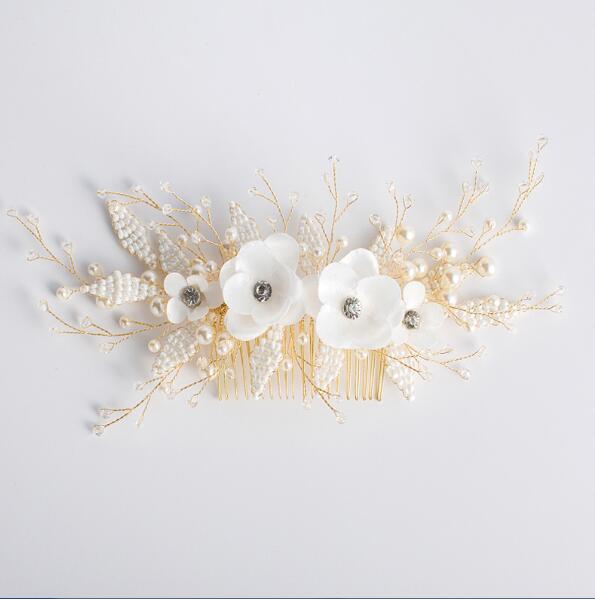 Queenco Gold Bridal Hair Comb Pearl Beads Wedding Hair Accessories Women Headpiece Girl's Hair Vine Party Hair Jewelry - V.I.P Digital Presence