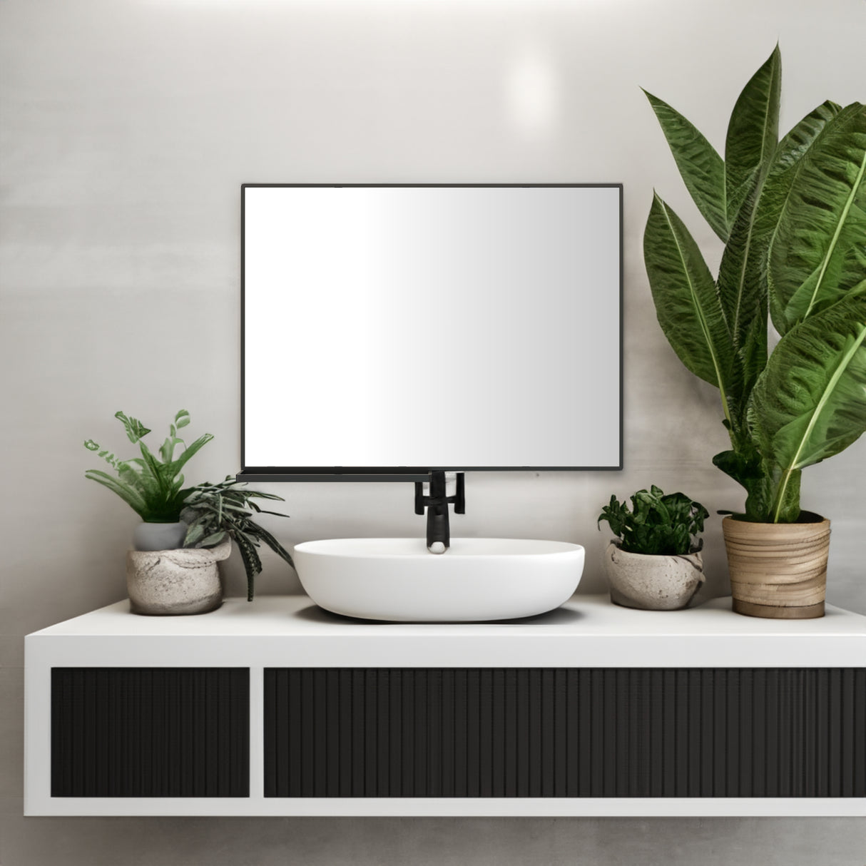 40x30 Inch modern bathroom mirror with storage rack rectangular mirror bathroom living room bedroom hanging mirror - V.I.P Digital Presence
