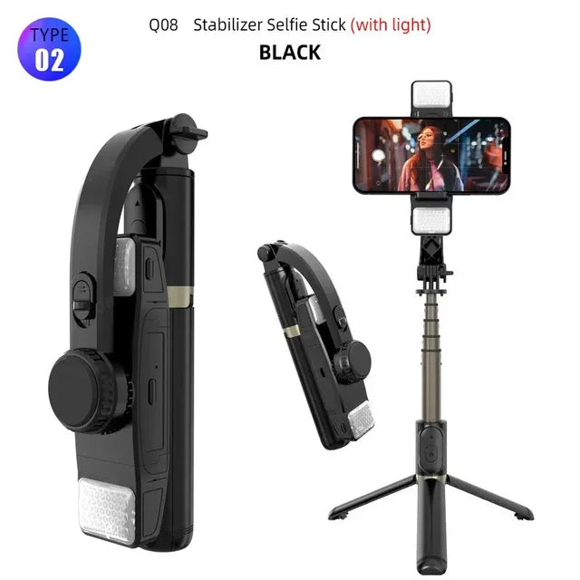 Q08 Gimbal Stabilizer Mobile Phone Video Stabilizer Bluetooth Selfie Stick Tripod for Smartphone Live Vertical Shooting Bracket - V.I.P Digital Presence