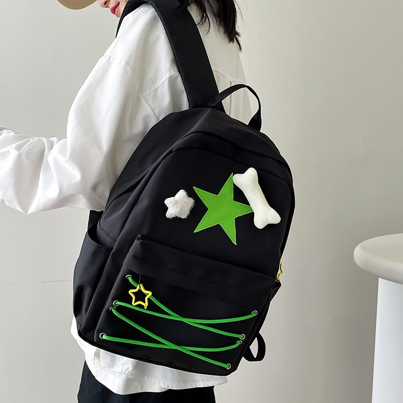 Japanese cute girl bag Niche self made fiv pointed star backpack ins college student schoolbag female high school backpack - V.I.P Digital Presence