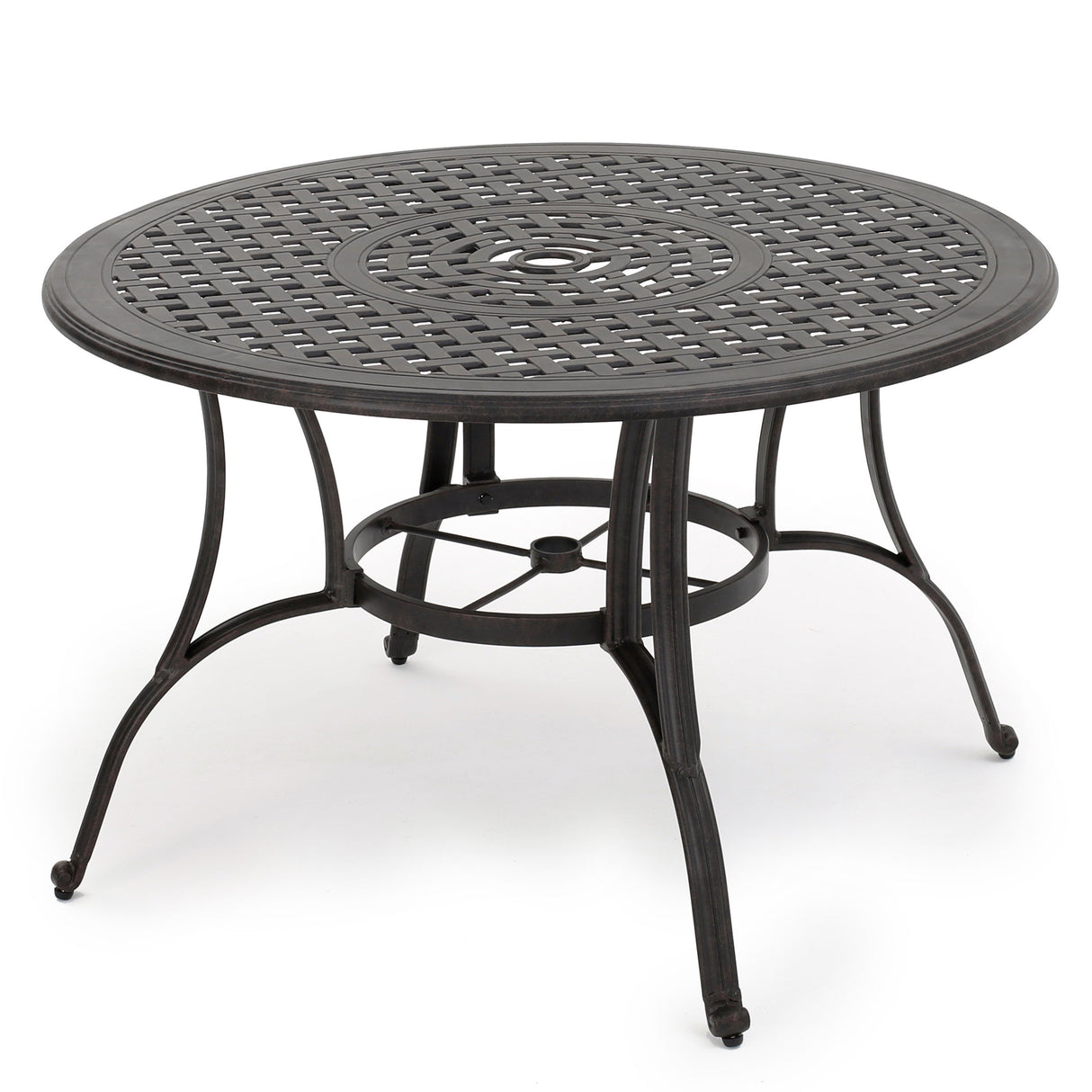 Outdoor Cast Aluminum Circular Dining Table, Bronze - V.I.P Digital Presence