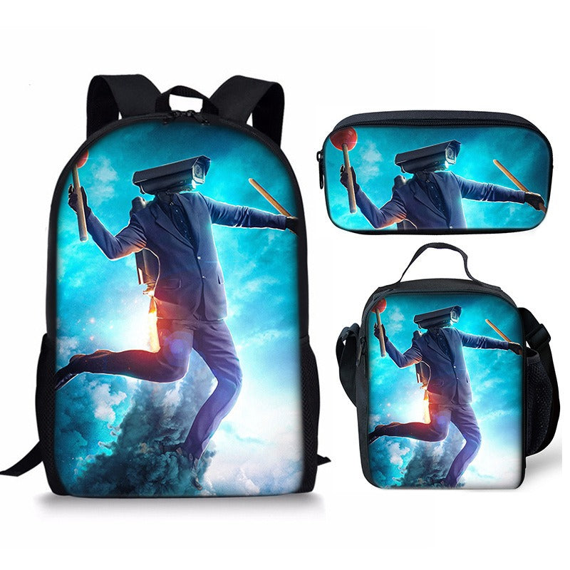 New 3PC-SET Skibidi Toilet Man Backpack Custom Game Peripheral Schoolbags For Primary Secondary School Teenage - V.I.P Digital Presence