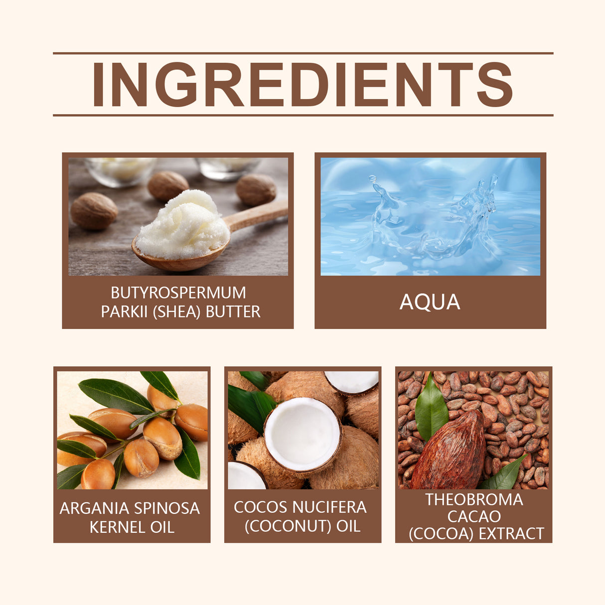 Manteca hidratante de coco y cacao. Hidrata el cuerpo. Piel suave y tierna.
