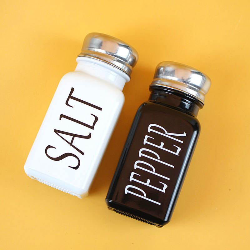 Black and white seasoning jar pepper salt bottle seasoning box square glass - V.I.P Digital Presence