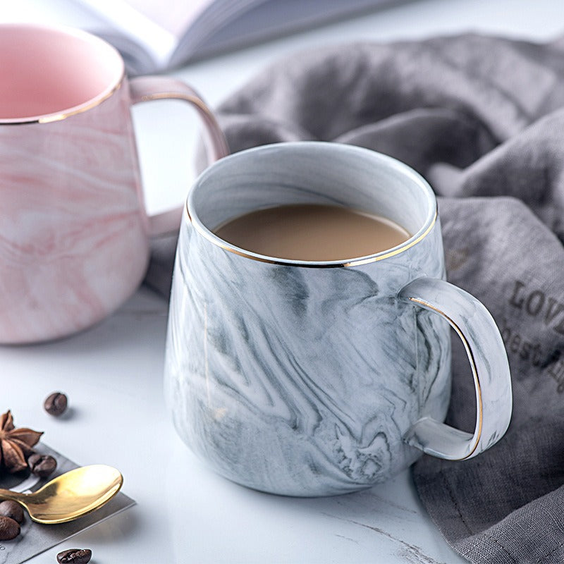 Ceramic cup, gold rimmed coffee cup, oatmeal breakfast cup, new creative and personalized mug - V.I.P Digital Presence