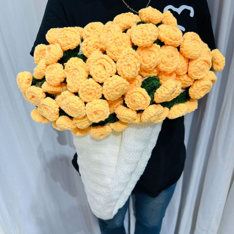 60cm New Creative Rose Bouquet Blanket (Finished), Crocheted Flower Bouquet Gift for Girlfriend - V.I.P Digital Presence