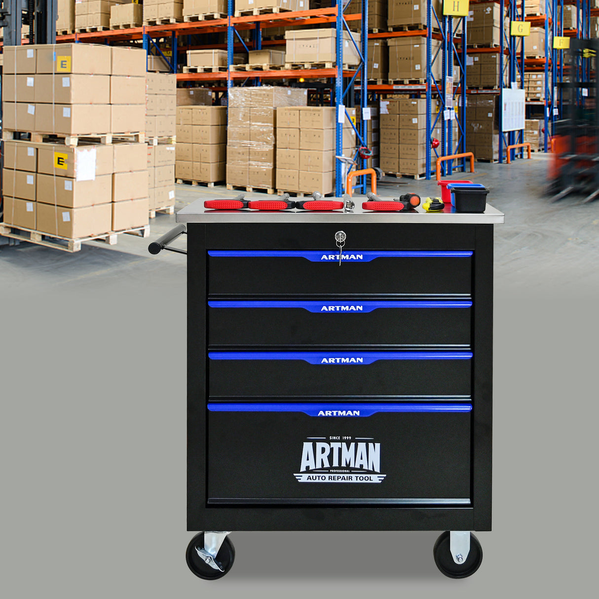 4 DRAWERS MULTIFUNCTIONAL TOOL CART WITH WHEELS-BLACK - V.I.P Digital Presence