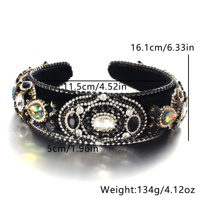 Baroque retro inlaid colored rhinestone sponge new fashionable hair band - V.I.P Digital Presence