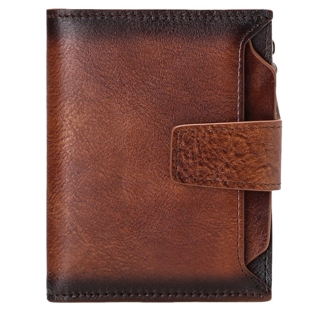 Men's short genuine leather wallet first layer cowhide Korean style fashion casual wallet driver's license wallet father's day gift - V.I.P Digital Presence